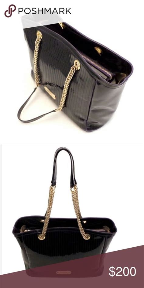 versace collection eggplant patent leather tote|neiman marcus versace totes.